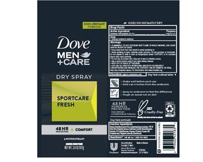 DoveMenSportcareFreshDrySprayAP - Dove Men+Care Dry Spray Sportcare Fresh 48HR+Comfort Antiperspirant